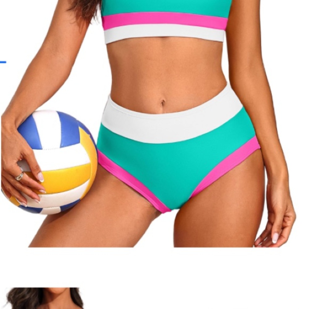 Colorful Two-Piece Athletic Swimwear
